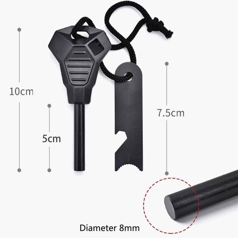 SAMCAMEL Fire Starter, 4in/5in Long, 5/16in Thick and with Whistle Design Plastic Handle,12,000 Strikes, Survival Ferro Rod Magnesium Bar with Lanyard for Camping, BBQ and Outdoor Activities 100.0 Millimeters - BeesActive Australia