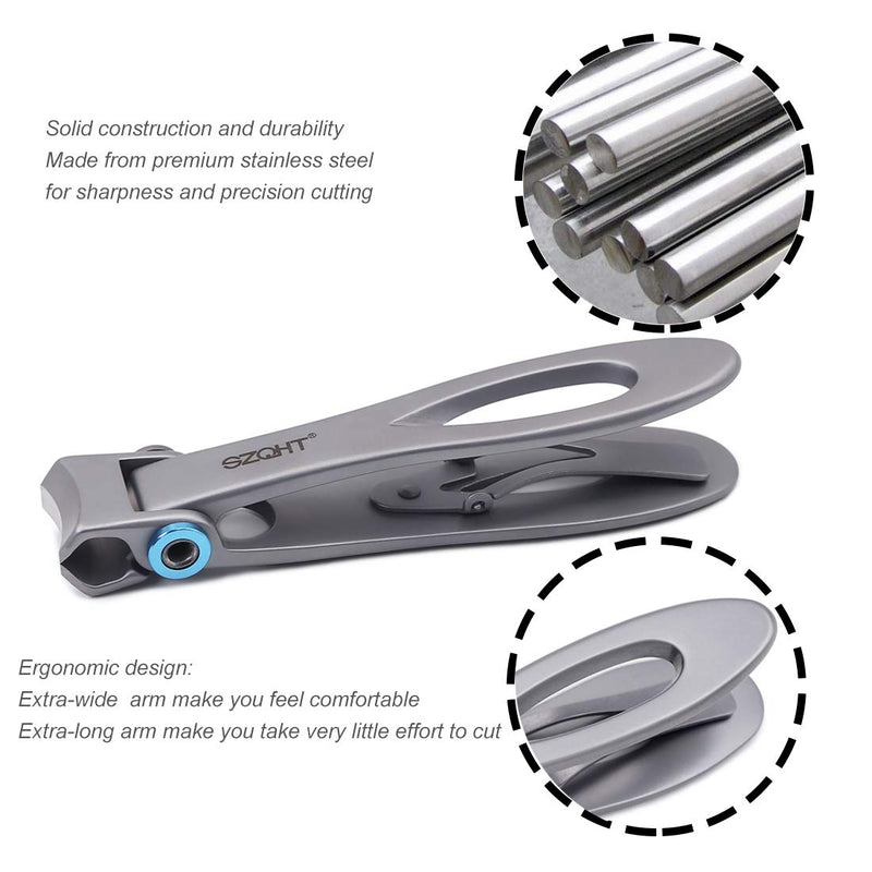 SZQHT Extra Wide Jaw Opening Nail Clippers for Thick Nails Cutter for Ingrown Toenail Clippers & Fingernails Manicure Set,Pedicure Kit,Men & Women(Silver) Silver - BeesActive Australia