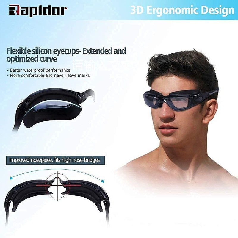 Rapidor Swimming Goggles, Men Women Teens, Mirrored and Smoked Lens, Black - BeesActive Australia