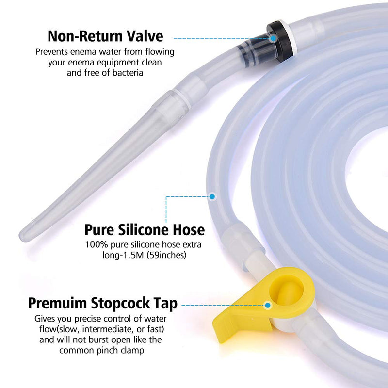Enema Bag Kit 2L for Colon Cleansing Reusable Coffee Enema Kit with 150cm Silicone Hose and 4 Reusable Nozzle Tips - BeesActive Australia