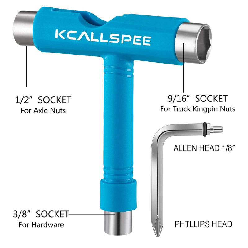 KCALLSPEE Skateboard Tool, T Skate Tool and Allen Key with Cross Screwdriver Head and 10PCS Speed Washers, Universal for Longboard Skateboard and More - BeesActive Australia
