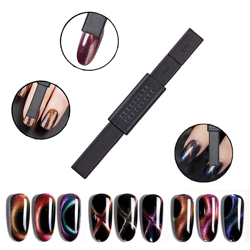 SILPECWEE 2Pcs Acrylic 3D Cat Eye Nail Art Magnetic Wand Double-Head Magnet Pen UV Gel Nail Polish DIY Tools Manicure Accessories - BeesActive Australia