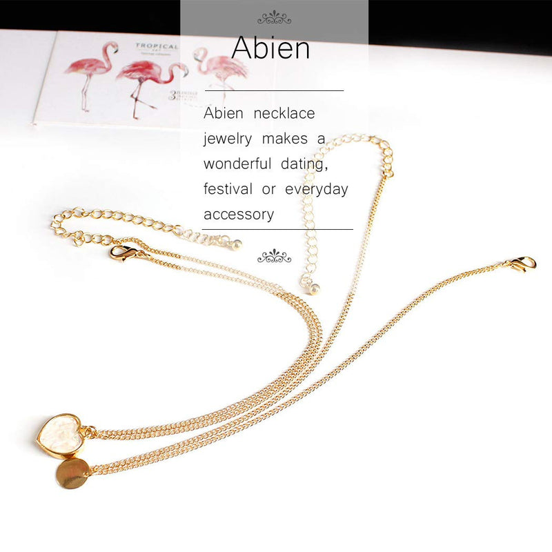 Abien Boho Coin Pendant Necklace Set Gold Heart Layered Necklace Chain Jewelry for Women and Girls - BeesActive Australia