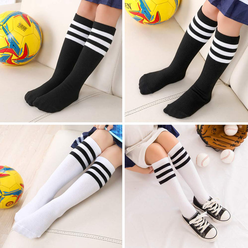 Soccer socks youth boys,kids football socks, sport team white black knee high socks for youth boys girls kids, best for running,6 pairs soccer socks for kids (7-12 years old) - BeesActive Australia