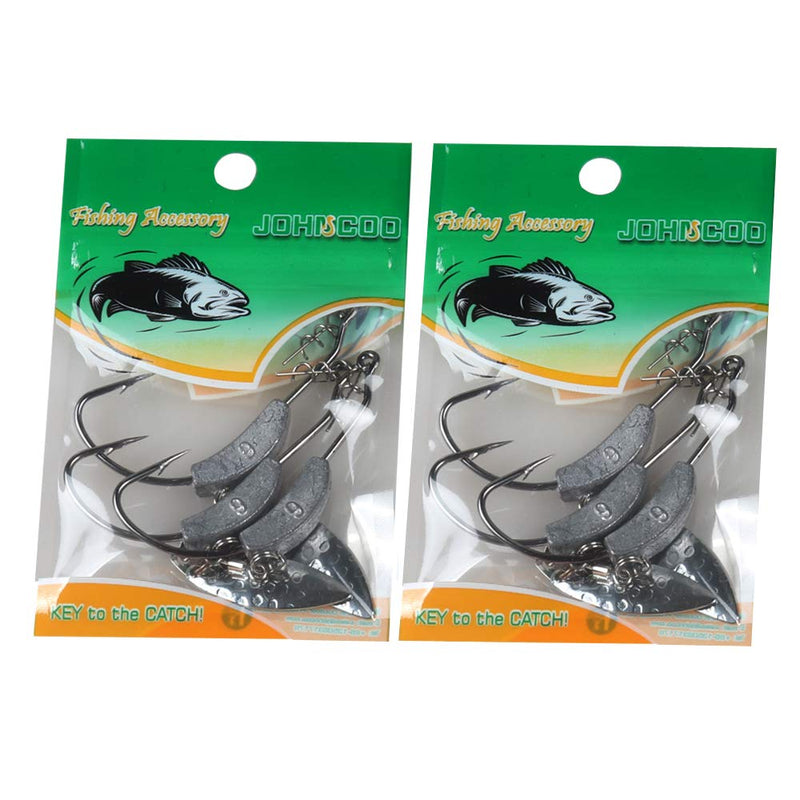 JOHNCOO 6pcs/Pack Swimbait Weighted Hook with Twistlock Silver or Gold Underspin Superline Spring Hook for Soft Lures 0.11oz 0.18oz 0.25oz 0.32oz #Silver 0.11oz/3g - BeesActive Australia