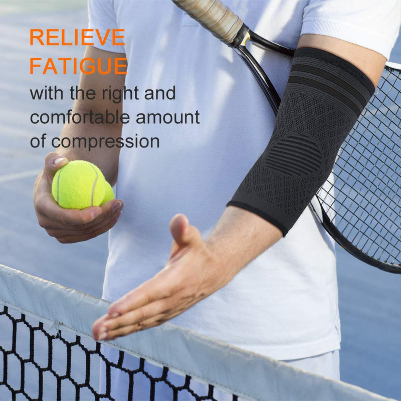 CAMBIVO 2 Pack Elbow Compression Sleeve for Men and Women, Elbow Brace for Tennis Elbow, Golf Elbow, Workouts, Arthritis, Tendinitis (Small, Black) Small Black (2 Pack) - BeesActive Australia