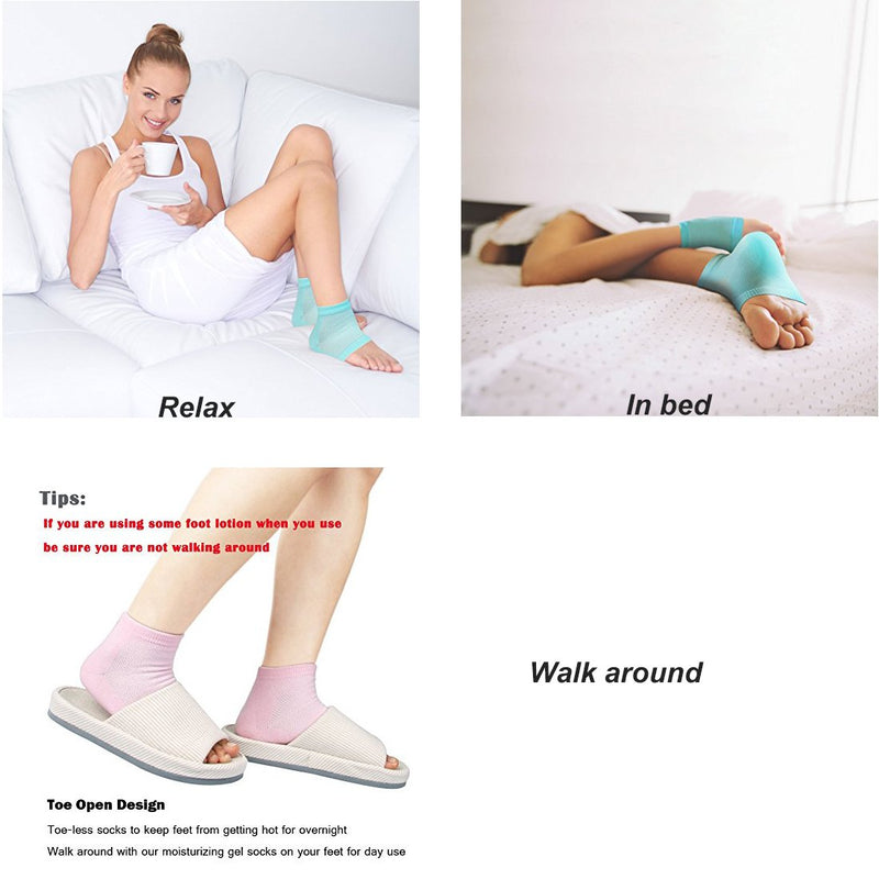 3 Pairs Moisturizing Gel Heel Socks Vented Unisex Toe Open Feet Care Dry Skin 3p-01 - BeesActive Australia