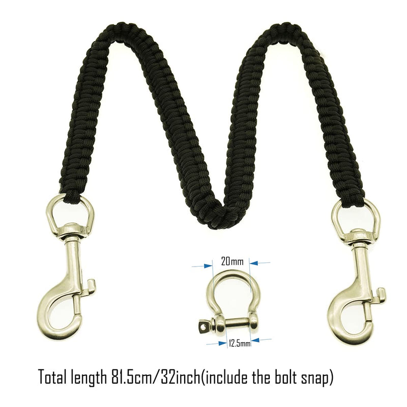 nitescuba Underwater Camera housing Carry Lanyard Military Grade Parachute Rope Waterproof Case Soft Handle with 2pcs 316 Stainless Steel Swivel Eye Bolt Snap Hooks ns028 32inchBlack - BeesActive Australia