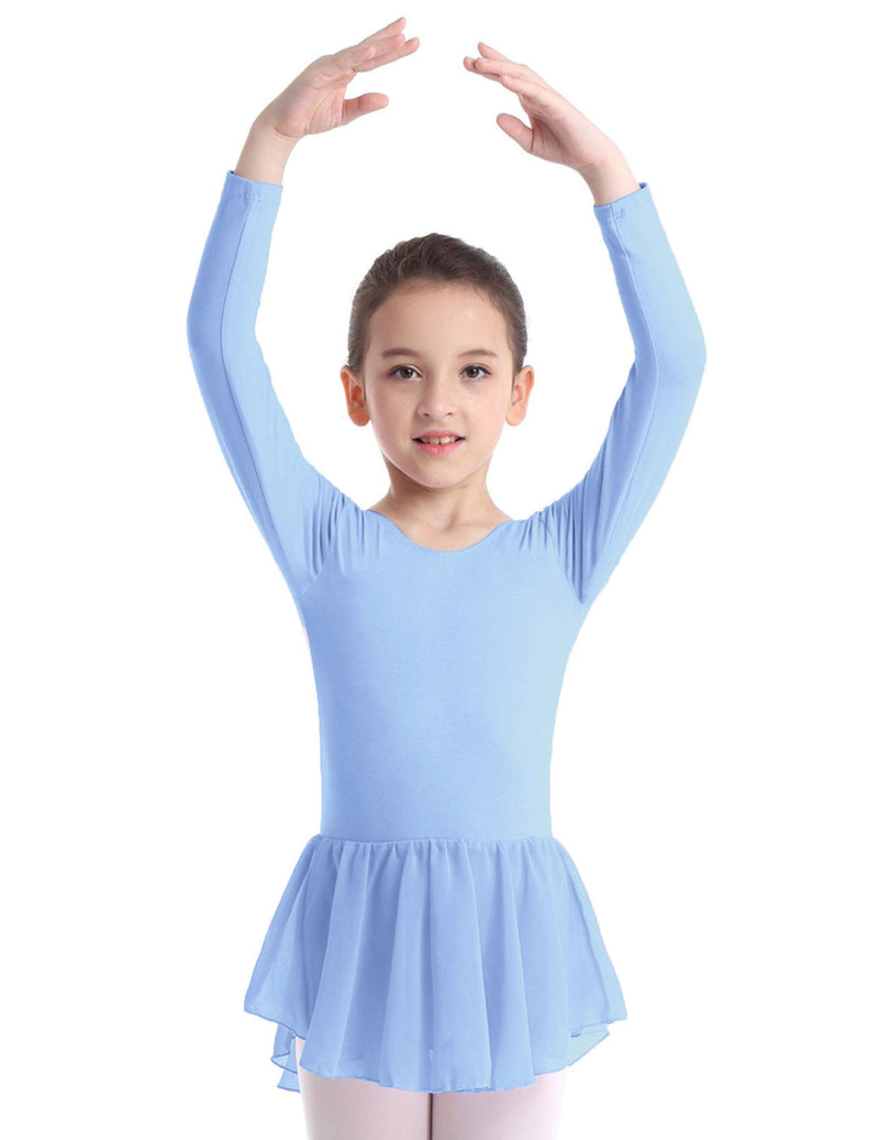 Boyoo Girl's Ballet Dance Dress Long Sleeve Classic Ballet Skirted Leotard for 3-11 Years Blue 3-4T - BeesActive Australia