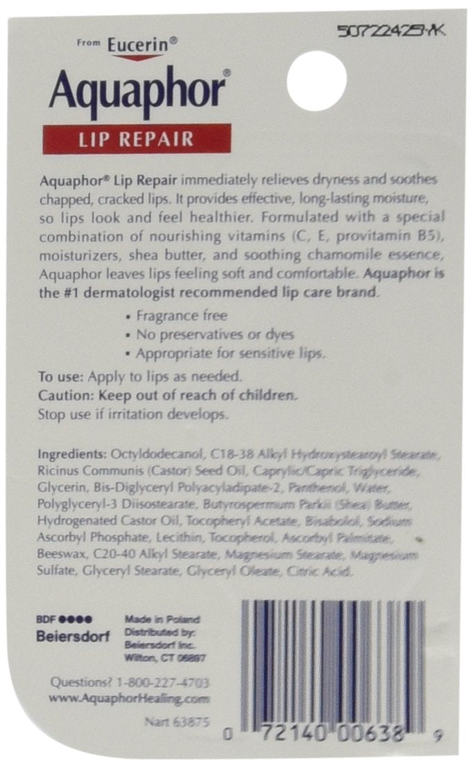 Aquaphor Lip Repair Tube Blister Card, 0.35 Ounce (Pack of 4) - BeesActive Australia