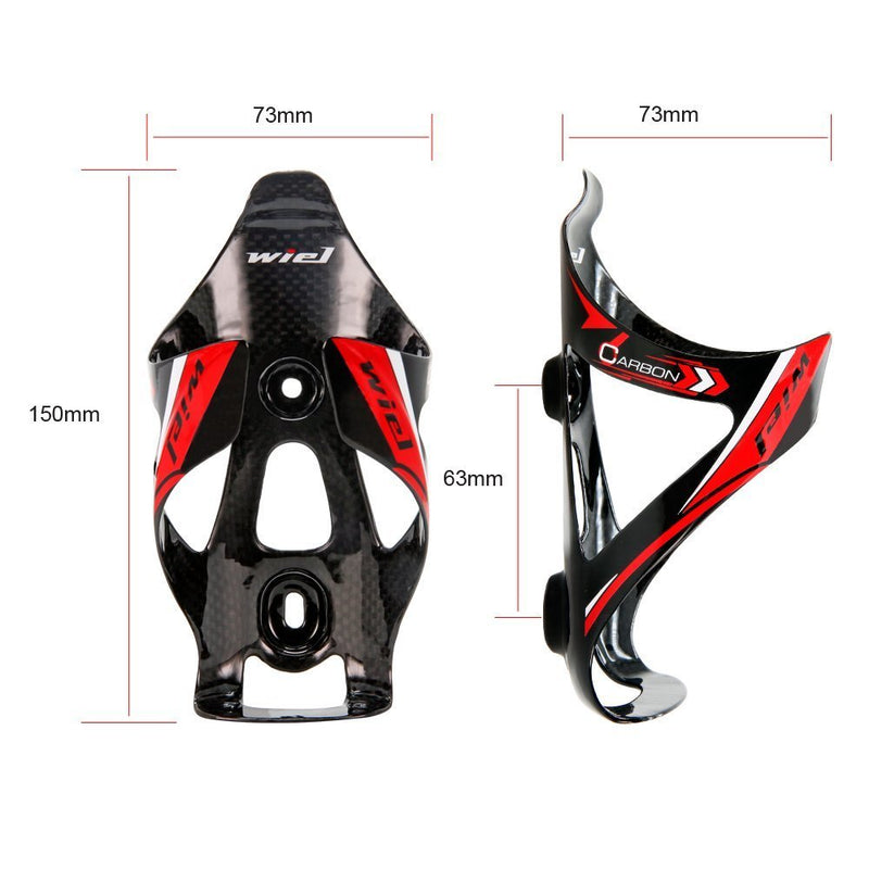 Wiel Full Carbon Fiber Bicycle Bike Light Drink Water Bottle Cage Holder 2Pcs Black Red - BeesActive Australia