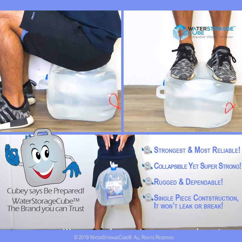 WaterStorageCube BPA Free Collapsible Water Container with Spigot, Camping Water Storage Carrier Jug for Outdoors Hiking Backpack & Survival Kit, Foldable Portable Water Canteen 1.3/2.6/5.3 Gallon 5.3 Gallon 1-Pack 5.3 Gal - BeesActive Australia