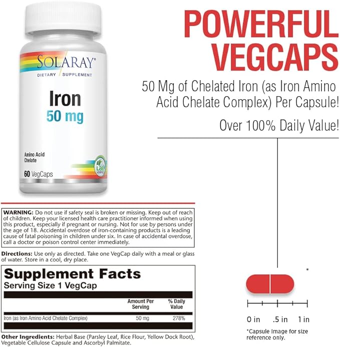 Solaray - Iron 50 mg. 60 capsules - BeesActive Australia