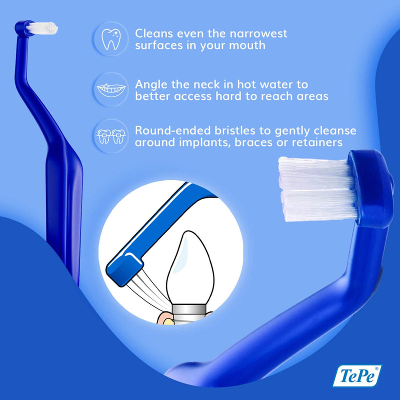 TePe Universal Care implant Brush / Innovative and unique neck design for easy implant cleaning / 1 x Implant brush - BeesActive Australia