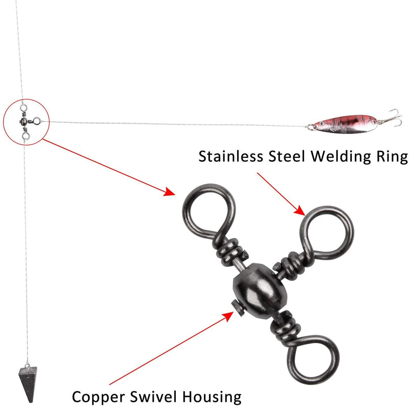 JOGFFDE 3 Way Cross-Line Barrel Swivels Kit - 130PCS T-Turn Crossline Swivels Fishing Line Connector Copper Fishing Swivels Fishing Accressories - BeesActive Australia