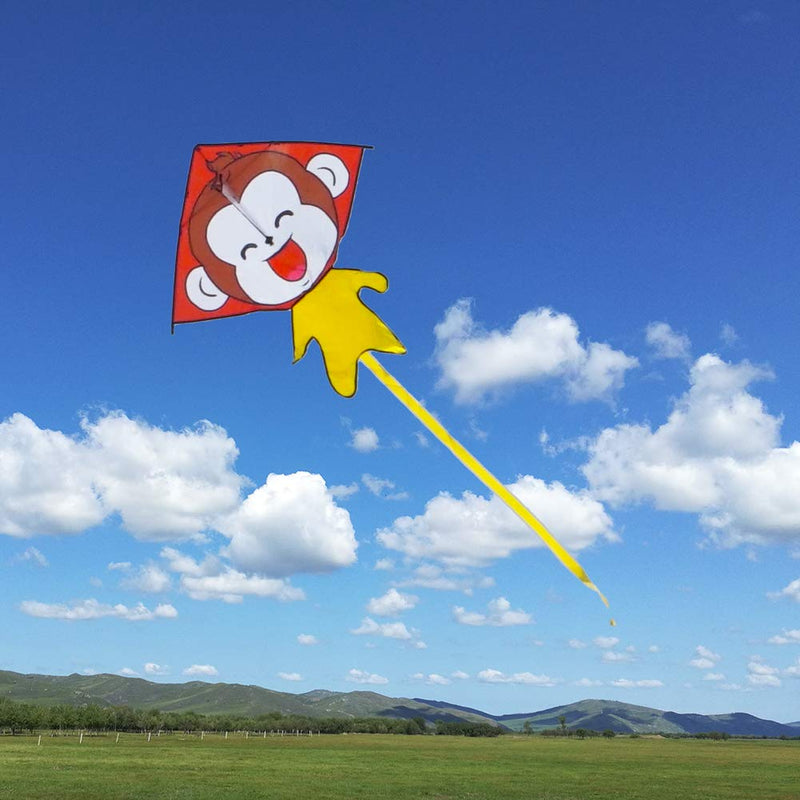 [AUSTRALIA] - Besra Cute Monkey Kite Single Line Easy to Fly Animal Nylon Diamond Kite with Handle & Strings for Kids and Adults 