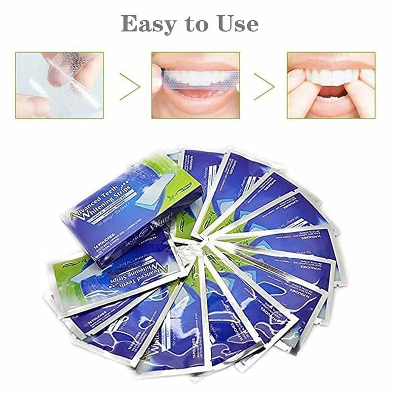 28Pcs Teeth Whitening Strips Advanced Teeth Whitening Strips Teeth Bleaching Strips Teeth Whitening Strips Kit for White Teeth and Fresh Breath, Blue - BeesActive Australia