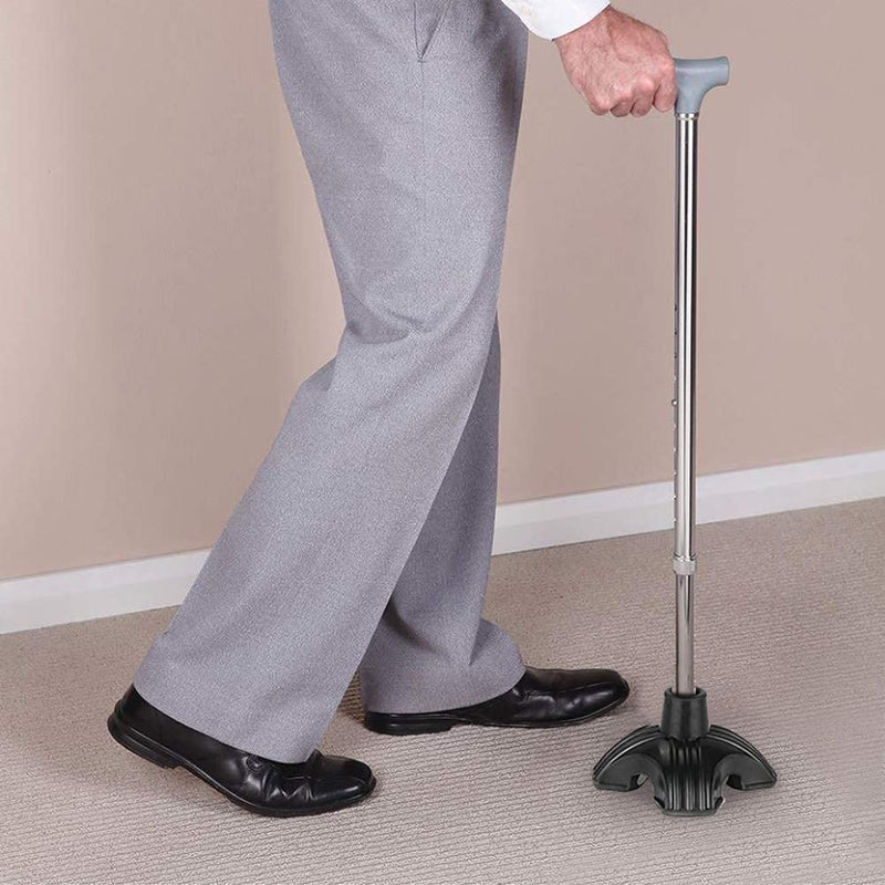 supregear Cane Tip - Self Standing Heavy Duty Rubber Replacement for Walking Cane (19mm) - Stable 4 Point Non-Slip Cane Tip for Folding Cane Walking Stick or Offset Quad Pod or Tripod Canes, Black 19 mm - BeesActive Australia