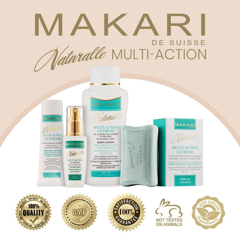 Makari Naturalle Multi-Action Extreme Body Lotion 17.6oz - Moisturizing Body Cream with Argan Oil & SPF 15 - Toning & Treatment for Dry Skin, Age Spots, Unevenness - BeesActive Australia