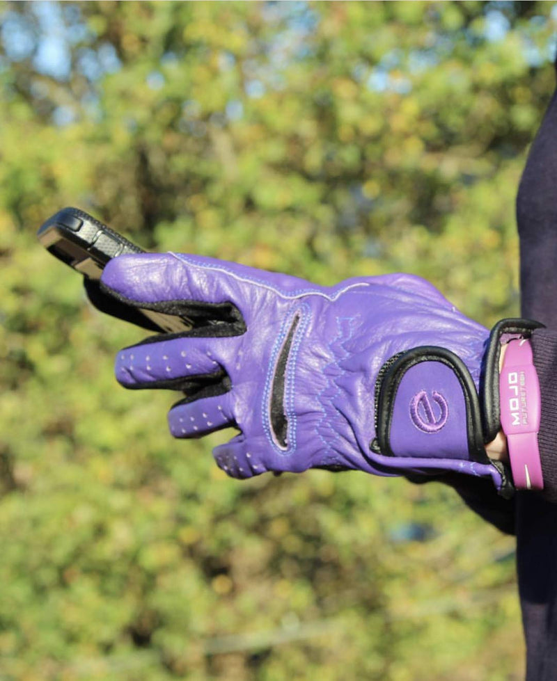 eGlove eQUEST GripPro Leather Touchscreen Horse Riding Gloves Purple Medium - BeesActive Australia