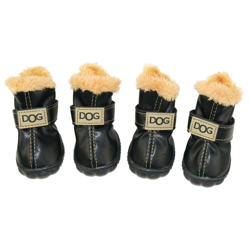 WINSOON Dog Australia Boots Pet Antiskid Shoes Winter Warm Skidproof Sneakers Paw Protectors 4-pcs Set Black Size 5 - BeesActive Australia