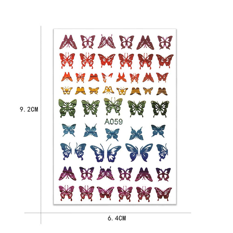 SILPECWEE 16 Sheets Laser Butterfly Adhesive Nail Art Stickers Decals Tips With 1Pc Tweezers Glow In The Dark Design Manicure Accessories NO1 - BeesActive Australia