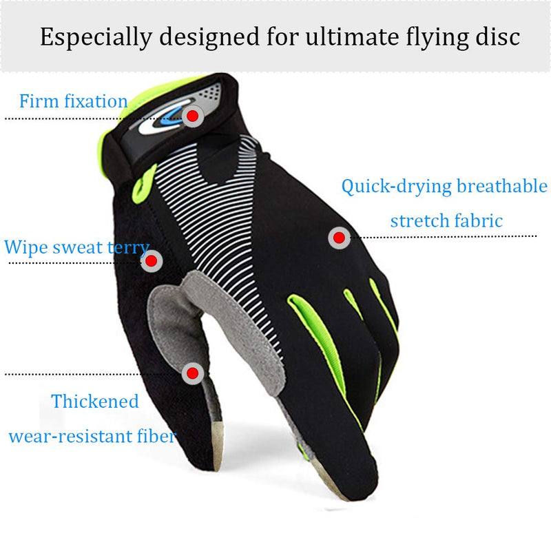 Ultimate Flying disc Gloves Ultimate Grip and Disc Gloves Breathable Non-Slip Sport Cycling Golf Glove, Improve Throws & Catches 1 Pair Green Small - BeesActive Australia