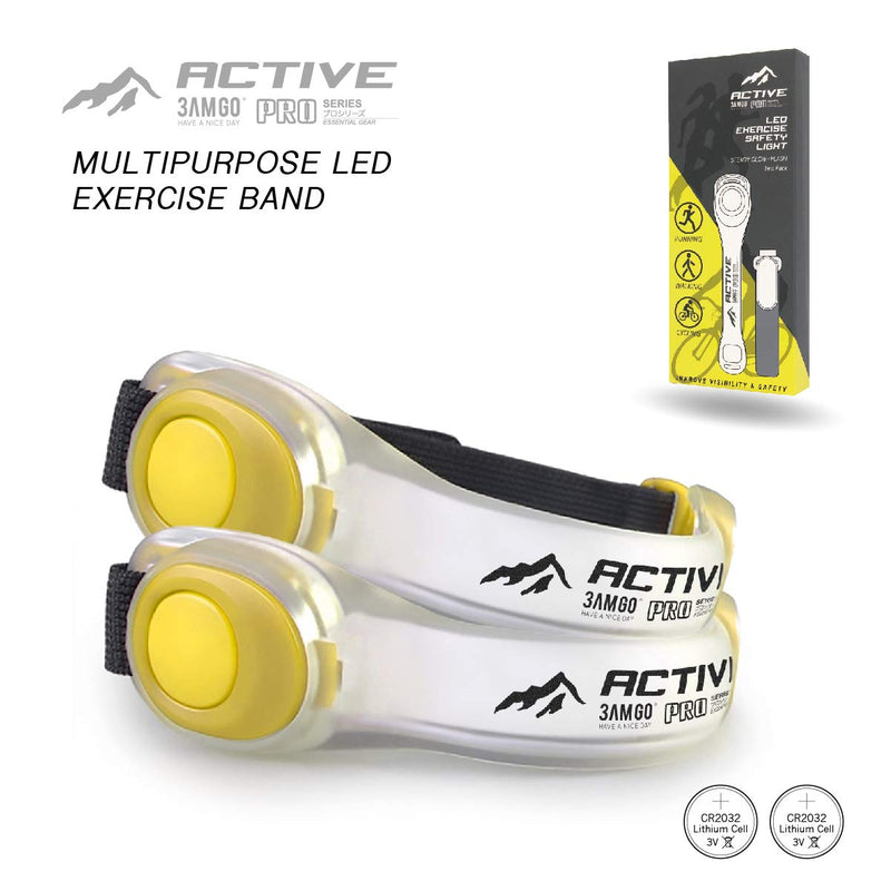 3AMGO Reflective Outdoor Running Light - High Visibility Outdoor Exercise Safety Light Running Jogging Walking Cycling Hiking Camping Gear & Equipment Weather Resistant Easy to Use (Twin Pack) Cyber Yellow - BeesActive Australia