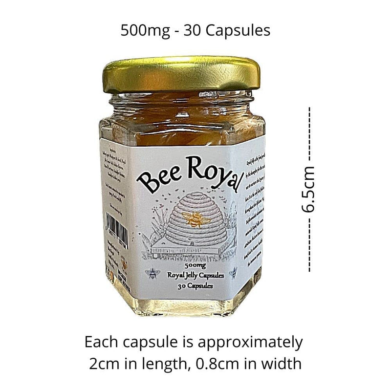 Bee Royal - 500mg Fresh Royal Jelly Capsules - 30 Capsules of 100% Fresh Queen's Jelly NOT Freeze Dried Extract - Supports Immune System, Energy Management, Reduces Tiredness & Fatigue, Fertility - BeesActive Australia