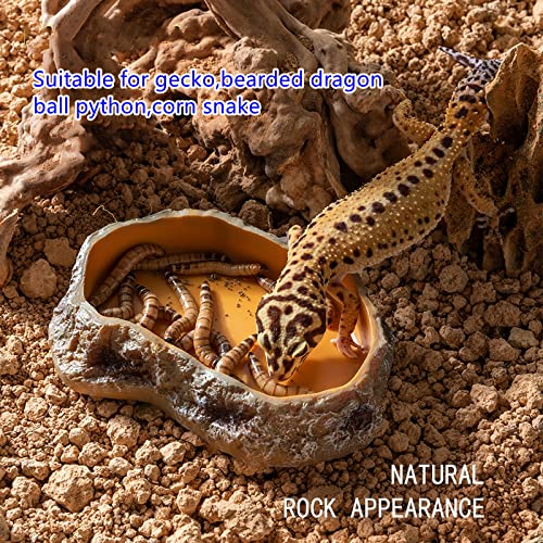 RunXF Extra Large Simulation Rock Reptile Feeding Bowls Resin Corn Snake Ball Python Iguana Bearded Dragon Tortoise Food Water Dish Bathing Bowl Habitat Accessories, 9.5 inch x 6 inch, S - BeesActive Australia