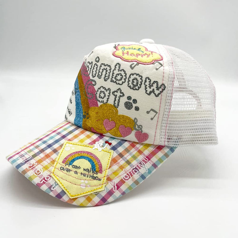 Julerwoo Kids Girls Unicorn Baseball Cap Pink Cotton Sun Hat for 3-12Y Rainbow White - BeesActive Australia