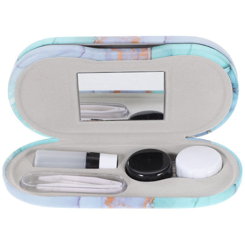 Healvian 1 Set Eyeglasses Case Double Layer Sunglasses Boxes Contact Lens Case with Mirror Tweezers Remover Glasses Holder Container for Travel Outdoor - BeesActive Australia