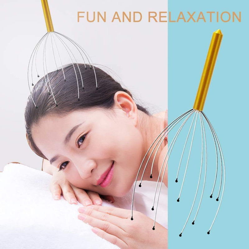 OWUDE Scalp Massager, Handheld Head Massager Tingler Scratcher Stress Reliever Tool Set for Scalp Stimulation and Relaxation (Blue + Gold)- 2 Pack - BeesActive Australia