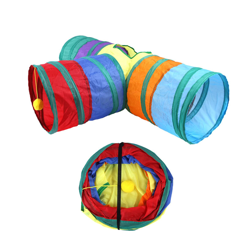 32Pcs Cat Toys Kitten Interactive Pet Toys Assortments, Foldable Rainbow S-Tunnel, Cat Feather Teaser, Wand Interactive Feather Toy, Fluffy Mouse, Crinkle Balls, Bell Play for Cat, Puppy, Kitty, Kitten 3 way - BeesActive Australia
