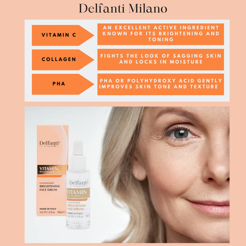 Delfanti Milano • VITAMIN C with COLLAGEN • Concentrated Brightening Face Serum • Made in Italy - BeesActive Australia