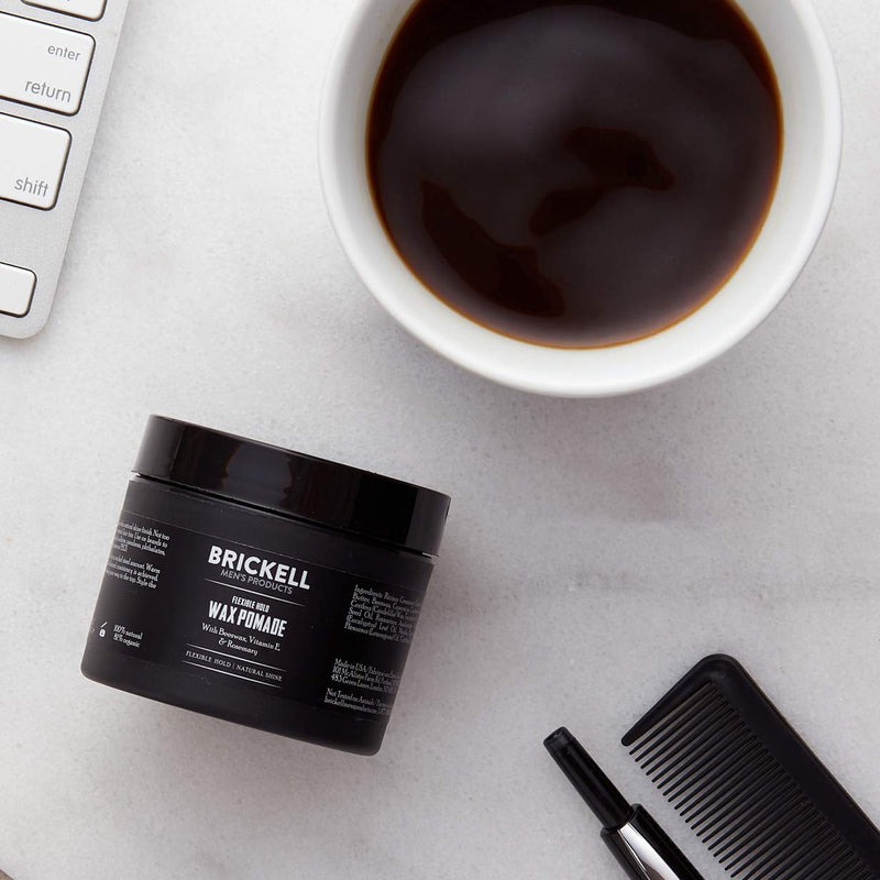 Brickell Men's Flexible Hold Wax Pomade for Men, Natural and Organic Irritation Free Natural Shine, 59 mL, Scented - BeesActive Australia