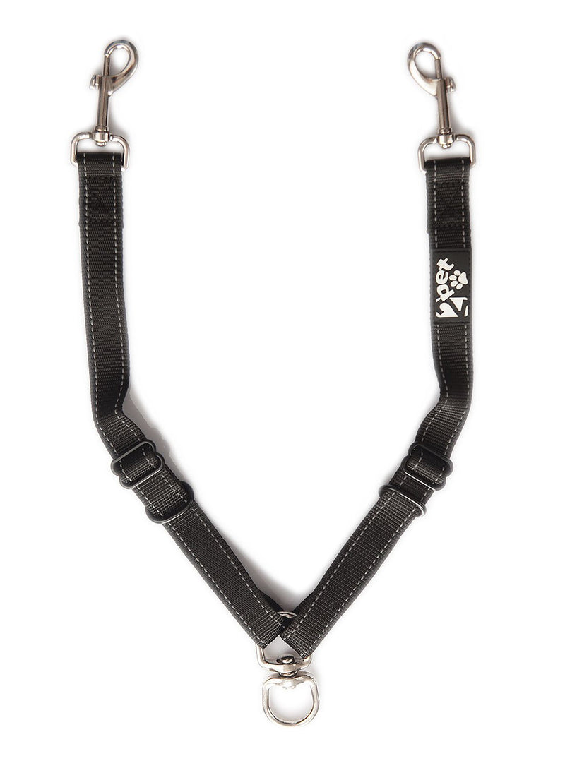 2PET Double Dog Leash Tangle Free Adjustable Leash Coupler - Ideal Dog Leash for 2 Dogs Extension - Forget About Messy Tangled Walks of Dogs - Ebony Black - BeesActive Australia