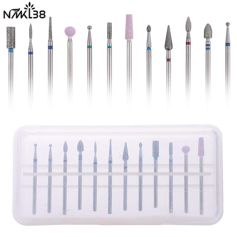 NMKL38 12PCS Cuticle Nail Drill Bits Electric Nail File Burrs Rotary Nail Cleaner Polishing Buffing File Grinder for Nail Salon Manicure Pedicure Tools SET 1 - BeesActive Australia