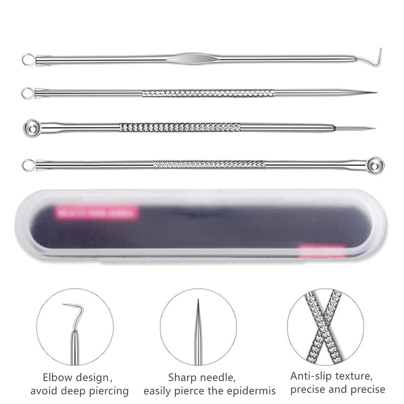 Premium Blackhead Tool Kit, Stainless Steel Acne Needles Double Side Spot Squeezer Tool, Pimple Popper Tool Kit, Whitehead Removal (Silver) - BeesActive Australia