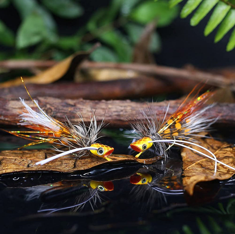 Popper-Flies-for-Fly-Fishing-Topwater-Panfish-Bluegill-Bass-Poppers Flies Bugs Lures SP2#-Panfish Poppers Flies-2pc - BeesActive Australia