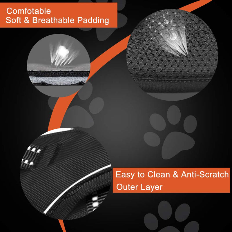 PHOEPET No Pull Dog Harness Reflective Adjustable with 2 Metal Leash Hooks and Soft Training Handle [Over The Head Design] Medium Gray - BeesActive Australia