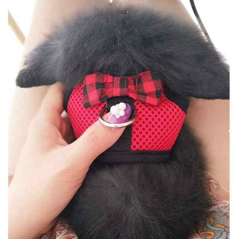 Rabbit Harness with Leash Adjustable Soft Mesh Vest Harness for Bunny Kitten Guinea Pig Rat S Red - BeesActive Australia