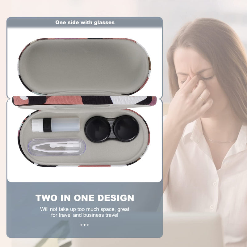 Lens Case and Glasses Case - 2 in 1 Double Sided Eye Case with Built-in Mirror, Tweezer and Solution Bottle - Portable Lens Storage Box for Travel - BeesActive Australia