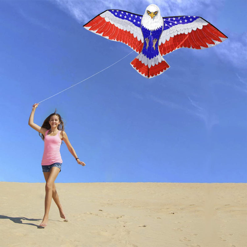 HONBO Huge Patriotic Eagle Kites for Adults and Kids,Easy to Fly for Beach Trip, Outdoor Activities-Wingspan 73”-200ft Line with Swivel-Bonus Durable Polyester Bag - BeesActive Australia