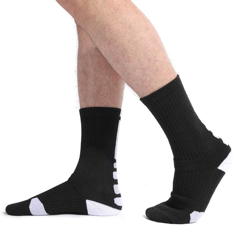 Men's Athletic Crew Socks Basketball Socks Sport Compression Cushion Socks for Running and Training (6 Pairs) Black - 6 Pairs - BeesActive Australia