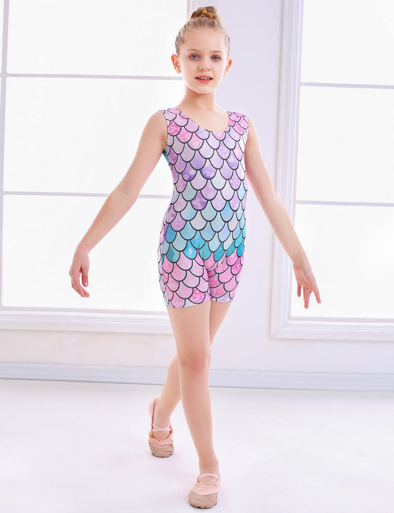 TUONROAD Graphic Printed Gymnastics Leotards Sparkly Ballet Dancewear for 3-8T Girls A Mermaid Scale 4T / 5T - BeesActive Australia