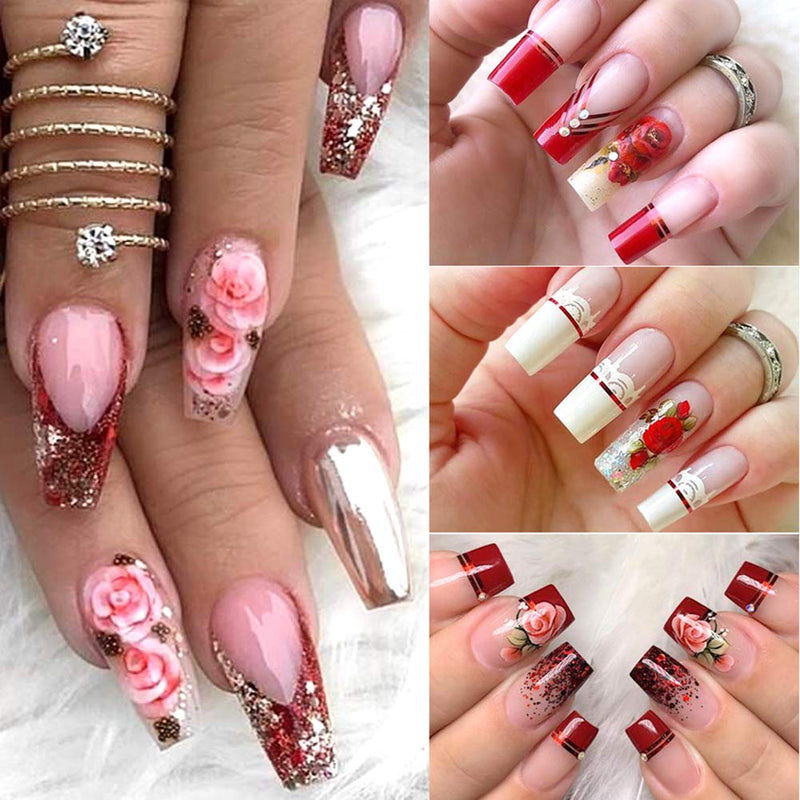 Flower Nail Art Stickers Nail Accessories Decals 24 Sheets Water Transfer Nail Stickers Colorful Rose Floral Butterfly Design Nails Supply for Women Manicure Tips DIY Nail Art Decoration - BeesActive Australia