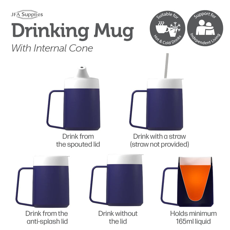 JFA Supplies 1 Handle 165ml Blue Adult Drinking Mug/Drinking Cup/Sippy Cup/Non Spill Cup - BeesActive Australia