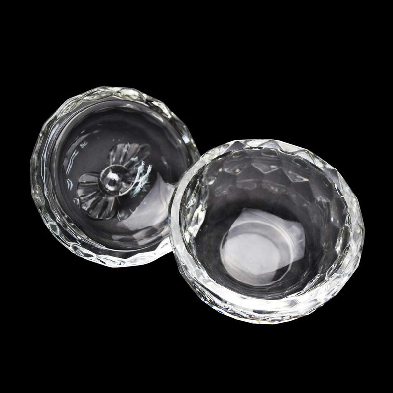 Crystal Clear Acrylic Liquid Powder Glass Dappen Dish Glass Cup w Cap Lid Bowl for Acrylic Nail Art Transparent Kit, HJ-NAPB014 - BeesActive Australia