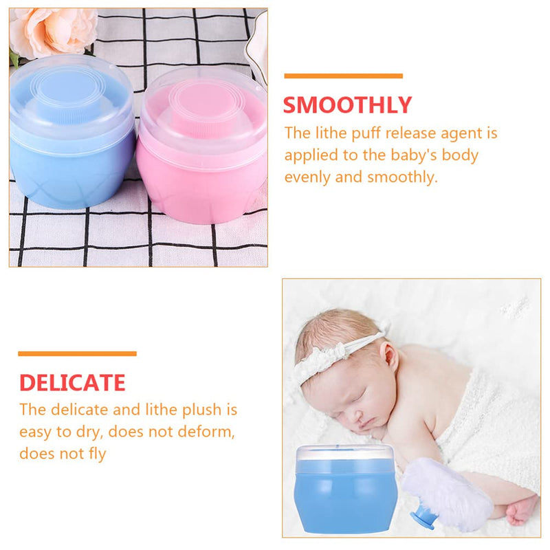 Toddmomy 2pcs Powder Puff Box Empty Body Powder Container with Soft Body Powder Puffs for Infant Home Travel Blue - BeesActive Australia